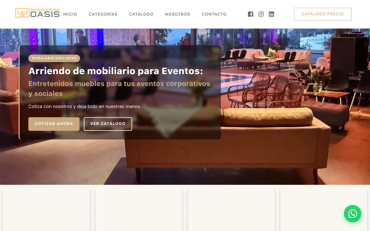 Vista previa del sitio Producciones Oasis